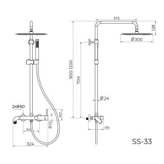 Душевая система Knotlor SS-33/RB, бронза