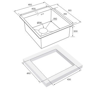 Мойка кухонная Paulmark Kroner PM214551-GM воронёная сталь