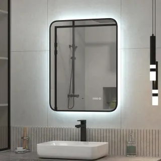 Зеркало Reflexion Black View RF4001BV бесконтактным сенсором диммером часами черной окантовкой 50х70