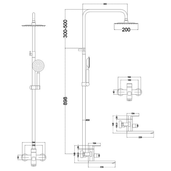 Душевая стойка Melana Stello MELANA-610307 хром