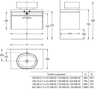 Тумба под раковину Kerama Marazzi Modula MO.70.1+1\WHT 70 см белый