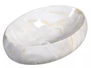 Раковина накладная SantiLine SL-7028 47см светло-серый мрамор