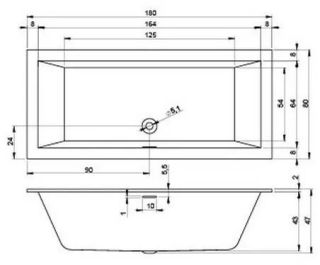 Акриловая ванна Riho Rethink Cubic Fall B106013005 заполнение через перелив 180х80см белый