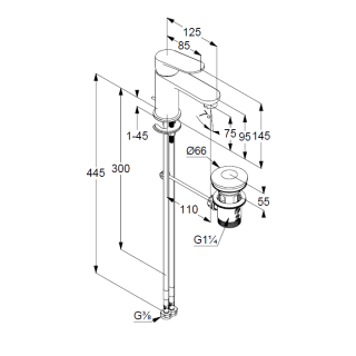 Смеситель для раковины Kludi X1 322660575 хром
