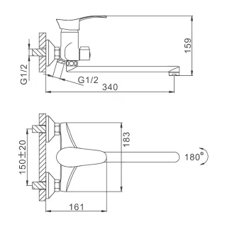 Смеситель для ванны и душа Frap F22001 хром