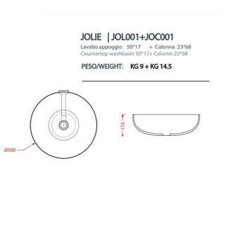Раковина ArtCeram Cognac JOL001 17 00 черная 68 см