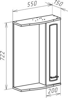 Зеркало-шкаф с подсветкой Bellezza Классик 55см правый белый 00000001079