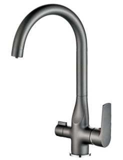 Смеситель для кухни Haiba HB76533-3 с подключением фильтра питьевой воды пепельный