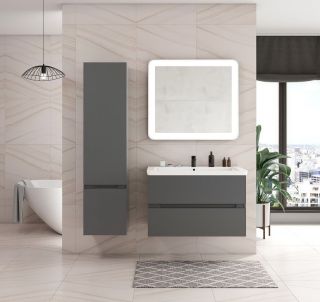 Шкаф подвесной Art&Max Techno 40x160см левый смоки софт AM-Techno-1600-AC-SO-ZB815-L