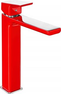 Высокий смеситель для раковины E.C.A. Tiera 103388002EX красный/хром