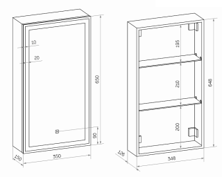 Зеркало-шкаф с подсветкой Continent Mirror Box Black МВК063 левый 35см чёрный