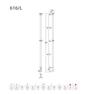 Полотенцесушитель электрический Margaroli Arcobaleno 616/L Switch box Black Matt DB 168x12 см чёрный матовый
