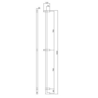 Полотенцесушитель электрический Margaroli Panorama 666/L Switch Black matt DB 165x12 см чёрный матовый