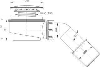 Выпускной комплект для душевого поддона AlcaPlast хромированный пластик A471CR-60
