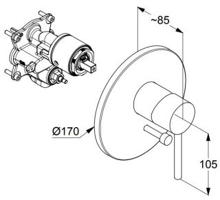 Встраиваемый смеситель для ванны и душа Kludi Bozz чёрный матовый 386503976