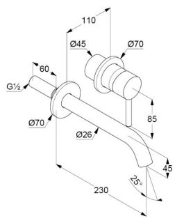 Встраиваемый смеситель для раковины Kludi Bozz чёрный матовый 382453976