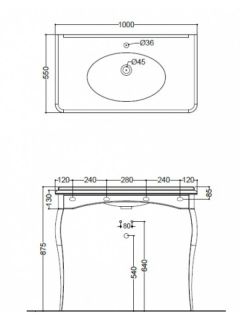 Консоль под раковину Kerasan Retro 736090 cr 100 см