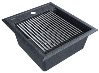 Комплект Paulmark: мойка Stepia 45 и ролл-мат Step PM114651-DG+R375-BS графит/брашированная нержавеющая сталь