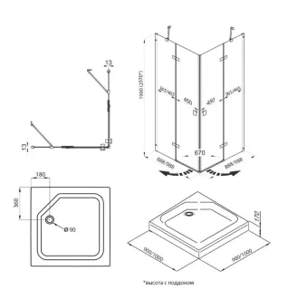 Душевой уголок Triton Дельта Щ0000054216 90x90 см профиль хром стекло прозрачное