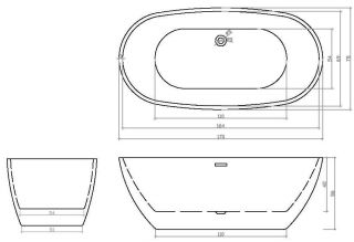 Акриловая ванна Cerutti SPA d'Iseo CT7390 отдельностоящая 170x75см