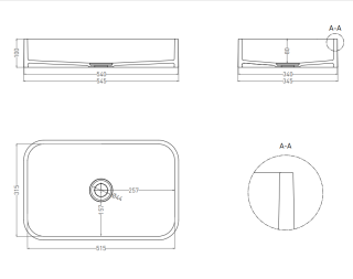 Накладная раковина Salini Callista 01 S-Sense 1101104GRF 55см RAL полностью