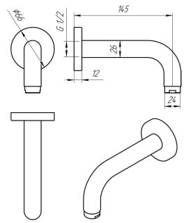 Излив для ванны Paini Cox 78PZ430 чёрный матовый