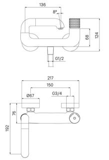 Смеситель для ванны IDDIS Twist Push Control TWISBBTi02WA хром