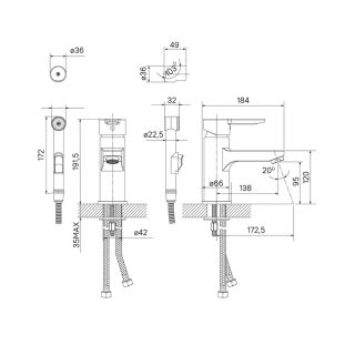 Смеситель для раковины с гигиеническим душем IDDIS Sena хром глянцевый SENSB00i08