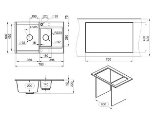 Мойка кухонная Granula 7808, ШВАРЦ