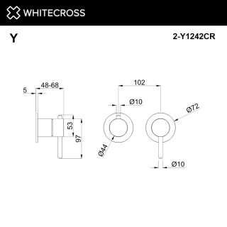 Внешняя часть смесителя на 2 потребителя WHITECROSS 2-Y1242CR хром