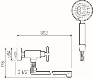 Смеситель для ванны с душем РМС SUS124-140P нержавеющая сталь