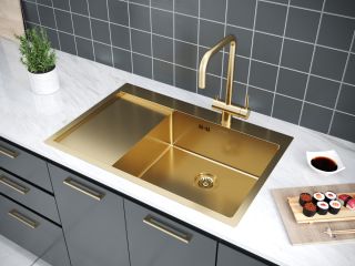 Мойка кухонная Paulmark Kroner PM217851-BGR правая брашированное золото