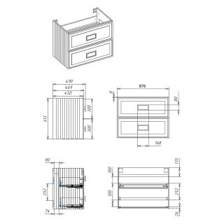 Тумба под раковину La Fenice Cubo TWIN  FNC-01-CUB-G-90-2 87.6 см