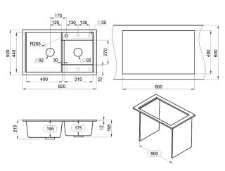Мойка кухонная Granula 8201, БАЗАЛЬТ