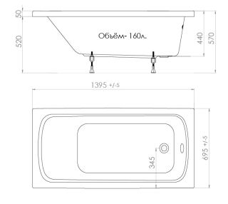 Акриловая ванна Triton Стандарт 140x70 см