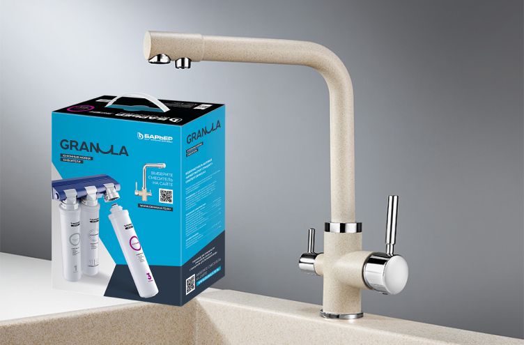 Смеситель для кухни Granula 2015 Пирит+АКС-002  Пирит