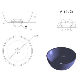 Раковина Holbi Moon 43см цветной матовый 1.02.001.11.3