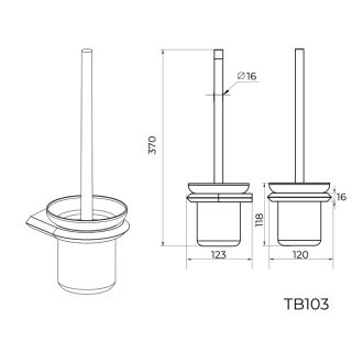 Ершик для унитаза Knotlor TB103RB, бронза