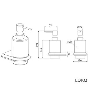 Дозатор жидкого мыла Knotlor LD103GM, оружейная сталь