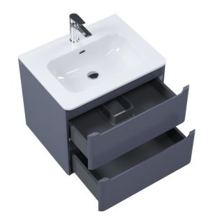 Подвесная тумба с раковиной IDDIS Edifice EDI60D0i95K 60см тёмно-серый
