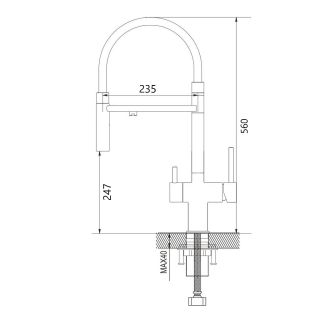 Смеситель для кухни с гибким изливом и подключением фильтра Maretti Calabria GOLD CAG31RGF18, золотой сатин
