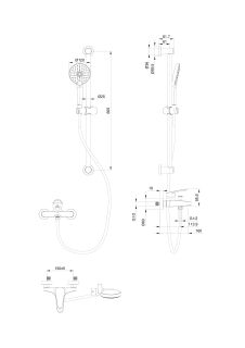 Смеситель для ванны с душевым гарнитуром Wonzon & Woghand WW-C2501-CR хром