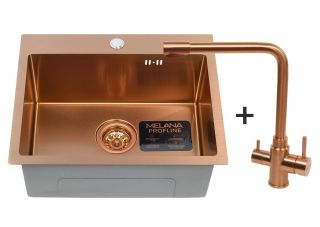 Мойка D5343HC Melana ProfLine 3,0/220 в комплекте со смесителем F9505HC бронза