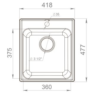 Мойка кухонная Reflexion Quadra 43-GR RF0243GR серый