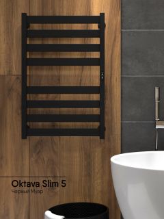 Полотенцесушитель электрический Indigo Oktava Slim 5 LСLOKS5E80-50BRRt 80x50 см чёрный муар