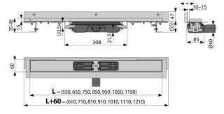 Душевой лоток AlcaPlast Flexible Low для перфорированной решетки с краем к стене 105см хром APZ104-1050
