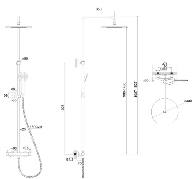 Душевая стойка WHITECROSS Y1244BASICNIB никель брашированный
