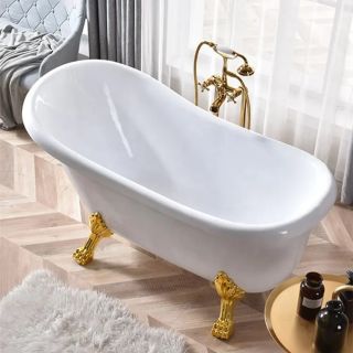 Акриловая ванна Cerutti SPA Classic 150 CT9667 на львиных лапах золото