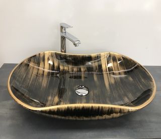 Раковина  CeramaLux 7097 коричневая 66 см