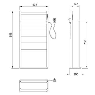 Напольный полотенцесушитель электрический Wonzon & Woghand Essen WW-A407-BR 47x95 см брашированный никель